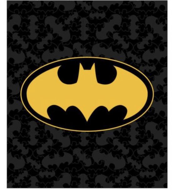 Fleece deken Batman - zwart/geel- 120x150cm- polyester - warme deken