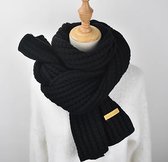 Gebreide Dames Sjaal Langwerpig - Zwart- 180x30 cm
