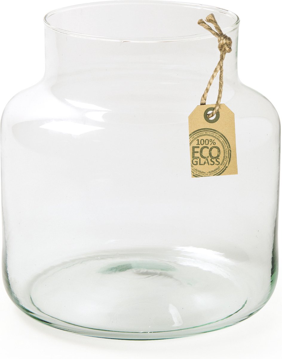 Bellatio Design - Bloemenvaas van gerecycled eco glas 19 x 20 cm
