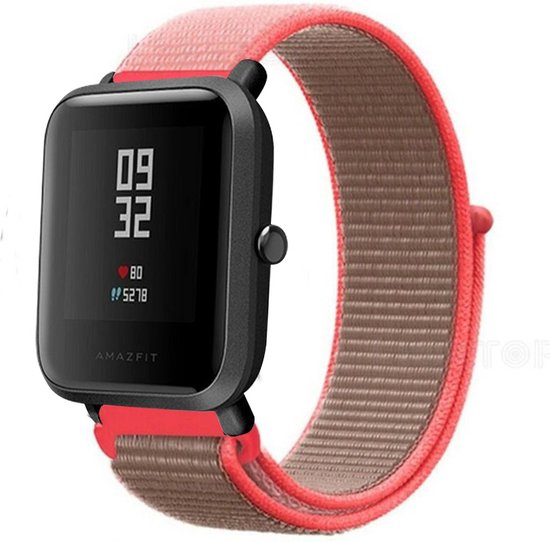 Nylon bandje geschikt voor Xiaomi Amazfit Bip / GTS / GTS 2 / GTS 3 / GTS 4 - Mini / Bip Lite / Bip U / Bip U Pro - Neon Pink Roze