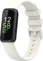 Siliconen Smartwatch bandje - Geschikt voor Fitbit Inspire 3 siliconen bandje - ivoor wit - Strap-it Horlogeband / Polsband / Armband - Maat: Maat S