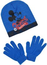 Mickey Muts met bijpassende handschoenen -  kinderen - blauw