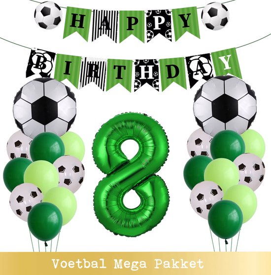Voetbal Ballonnen - Cijfer Ballon 8 Jaar - Snoes - Megapakket - set van 24 Sport Voetbalfan Voetbal Jongen/Meisje - Sportieve - Voetbal Vrouwen Mannen - Kinderfeestje - Verjaardag - Helium Ballon nummer 8
