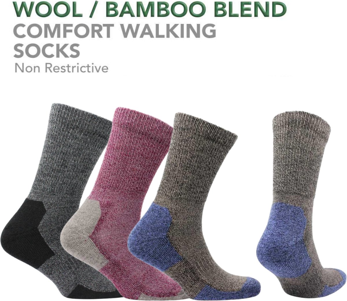 Norfolk Wandelsokken - 1 paar - Merino wol en Bamboe mix Tenderhold, Outdoor Zacht en Warme Sokken met Demping - Merino wollen sokken - Zwart - Maat 39-42 - Alfie