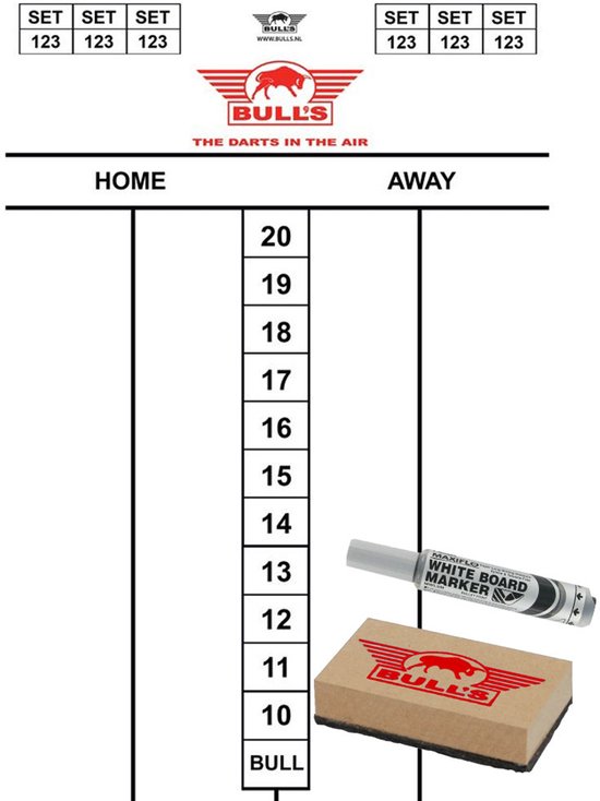 Bulls Dart Scorebord Set Flex - 30 x 45 cm - Inclusief Wisser en Stift van Bull's — afbeelding 2