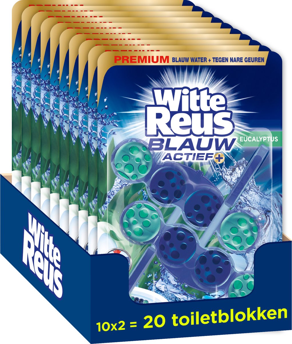 Witte Reus Blauw Actief Toiletblok - Eucalyptus - WC Blokjes Voordeelverpakking - 20 stuks - Witte Reus
