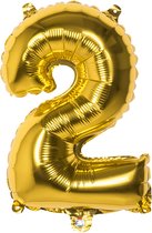 Boland - Folieballon '2' goud (36 cm) 2 - Goud - Cijfer ballon