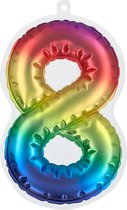 Boland - Folieballon sticker '8' regenboog Multi - Regenboog - Verjaardag - Jubileum - Raamsticker - Kinderfeestje