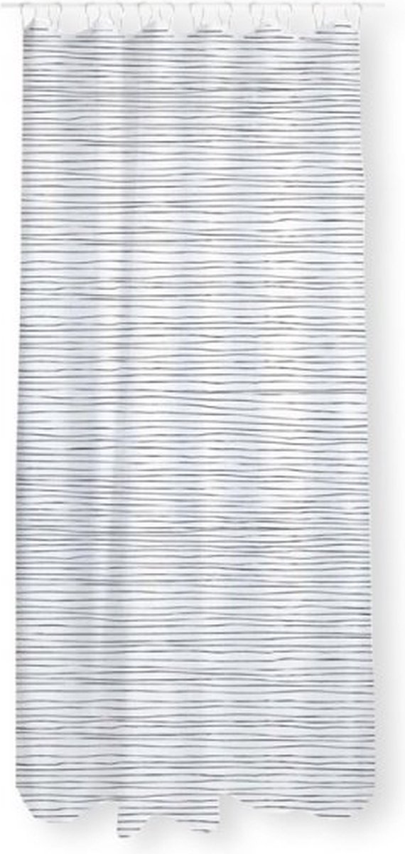 Spesely Douchegordijn 180x200cm - Polyester - Inclusief 12 ringen - Wit met horizontale zwarte strepen