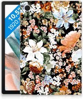 Siliconen Hoesje geschikt voor Samsung Galaxy Tab A8 2021/2022 Dark Flowers