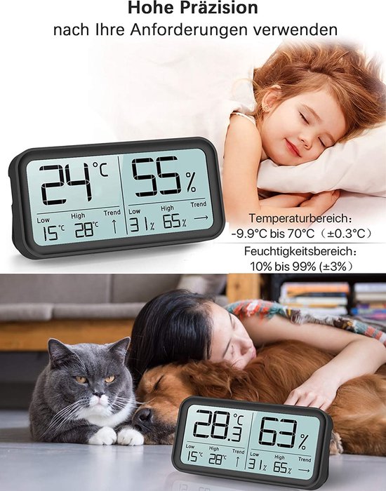formaat hoge precisie thermometer Hygrometer Temperatuur-vochtigheidsmeter Digitale thermometer met ingebouwde sonde voor keldertuin
