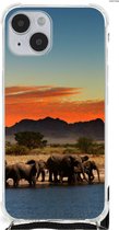 Bumper Hoesje Geschikt voor iPhone 14 Plus Telefoonhoesje met doorzichtige rand Olifanten