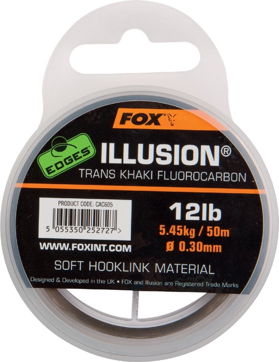 Fox Illusion Soft Hooklink - Trans Khaki - 12lb - 50m - Khaki van Fox — afbeelding 2