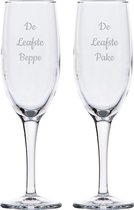 Gegraveerde Champagneglas 16,5cl De Leafste Pake-De Leafste Beppe