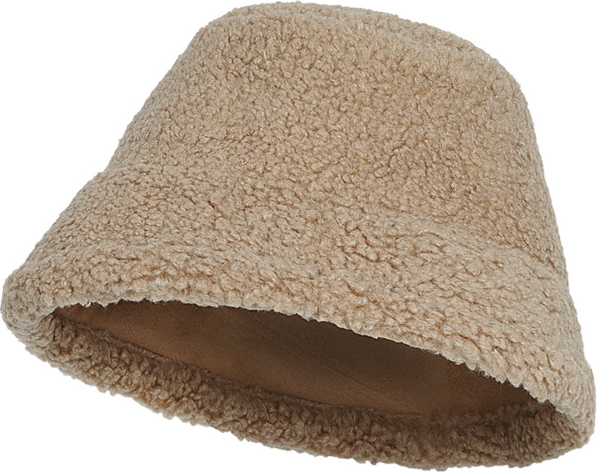 Bucket Hat Reversible - Draagbaar aan 2 kanten - Teddy/Suedine - Beige - Winter