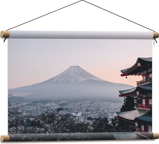 WallClassics - Textielposter - Chureito Pagoda - Japan - 60x40 cm Foto op Textiel