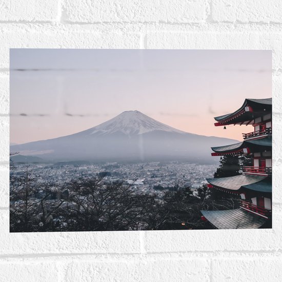 WallClassics - Muursticker - Chureito Pagoda - Japan - 40x30 cm Foto op Muursticker