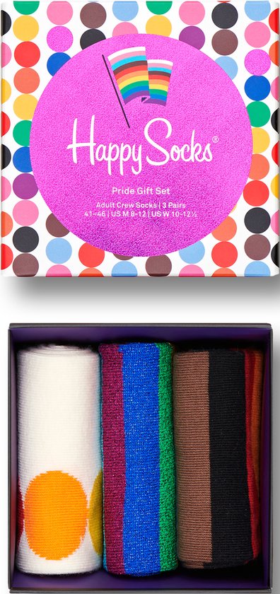 Set | - - Socks Unisex regenboog Happy Maat: bol 36-40 (3-pack) Gift - Pride sokken Socks