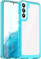 Mobigear Hoesje geschikt voor Samsung Galaxy S23 Ultra Telefoonhoesje Hardcase | Mobigear Crystal Backcover | Galaxy S23 Ultra Case | Back Cover - Transparant / Turquoise