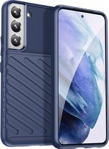 Mobigear Hoesje geschikt voor Samsung Galaxy S23 Telefoonhoesje Flexibel TPU | Mobigear Groove Backcover | Galaxy S23 Case | Back Cover - Blauw