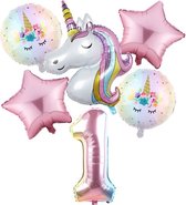 6 pièces premier anniversaire Unicorn cakesmash ensemble avec de grands ballons en aluminium - licorne - cakesmash - premier anniversaire - ballon - 1er anniversaire - licorne