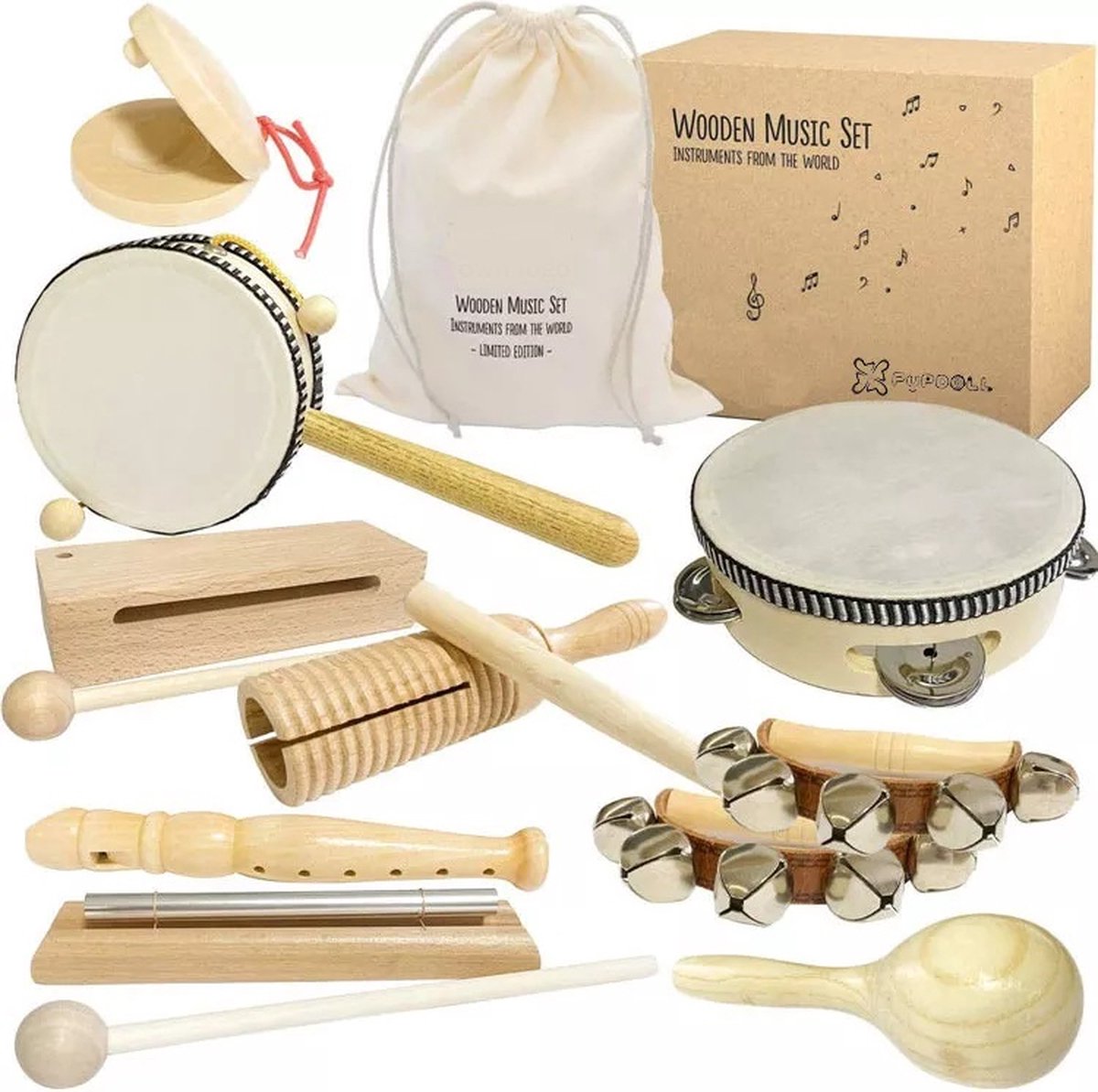 12-delige Muziekinstrumentenset - Speelgoedinstrument - Hout - Draagtas |  bol.com
