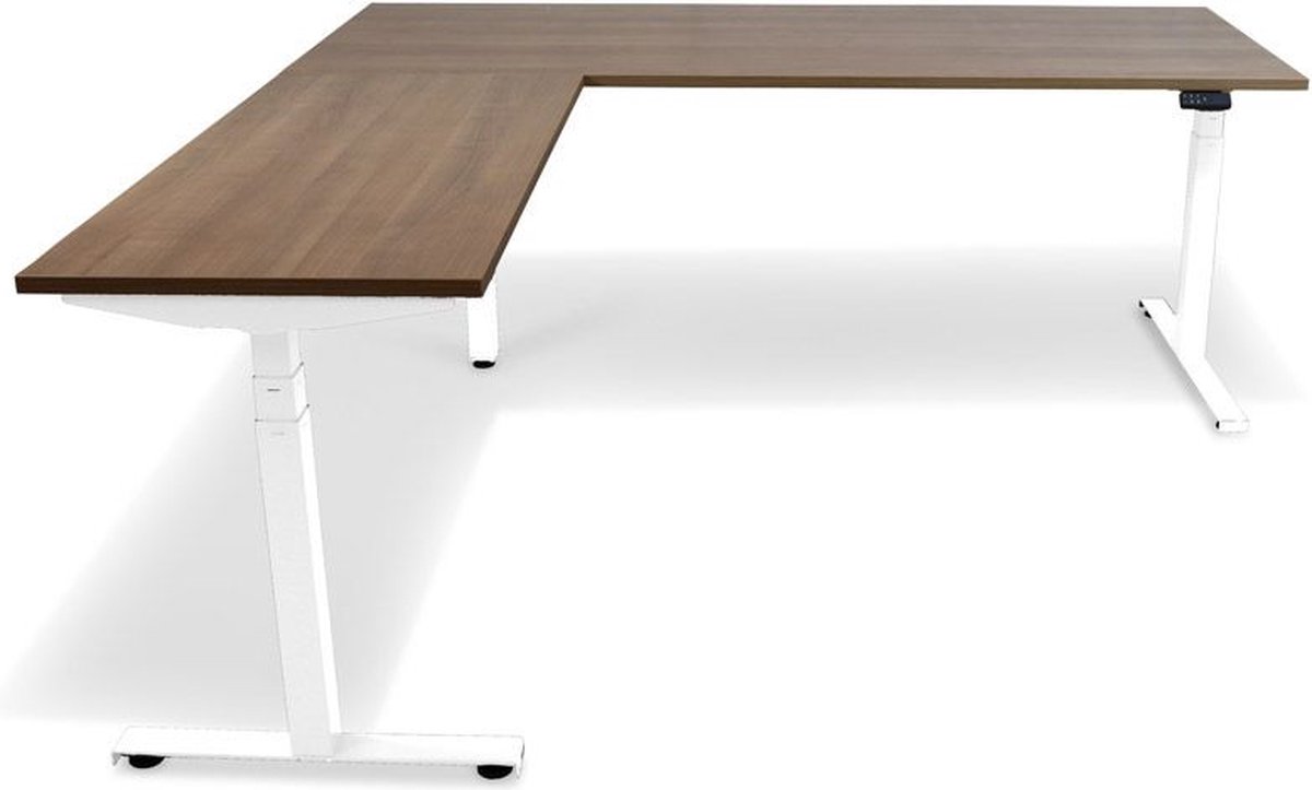Roomforthenew Heathrow Hoek - Bureau - Bureautafel - Gaming bureau - Computertafel - Hoekbureau  Havanna - Verstelbaar bureau - Gaming Desk - Bureau tafel - Hoekbureau verstelbaar - Zit sta bureau elektrisch  Wit onderstel-- blad- onderstel- x120