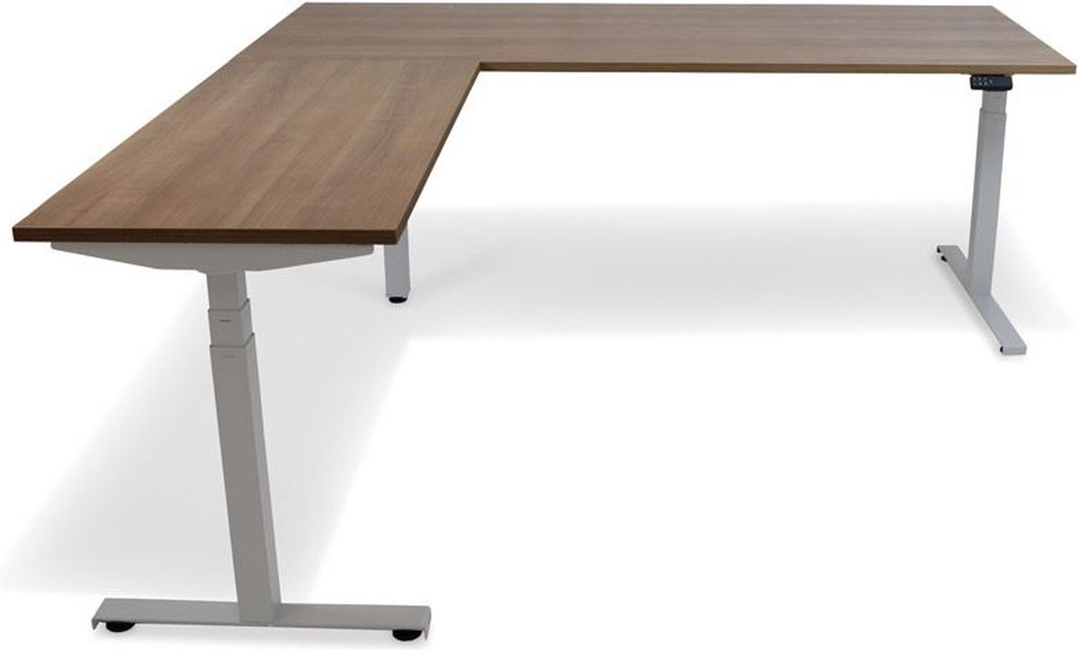 Roomforthenew Heathrow Hoek - Bureau - Bureautafel - Gaming bureau - Computertafel - Hoekbureau – Havanna - Verstelbaar bureau - Gaming Desk - Bureau tafel - Hoekbureau verstelbaar - Zit sta bureau elektrisch – Aluminium onderstel