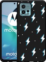 Motorola Moto G72 Hoesje Zwart Bliksemschichten - Designed by Cazy