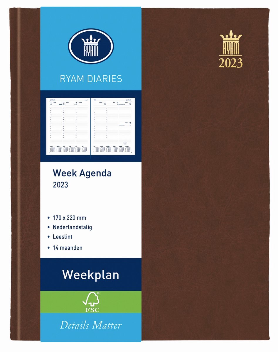 Ryam Bureau Agenda 2023 - Weekplan BRUIN (17cm x 22cm)