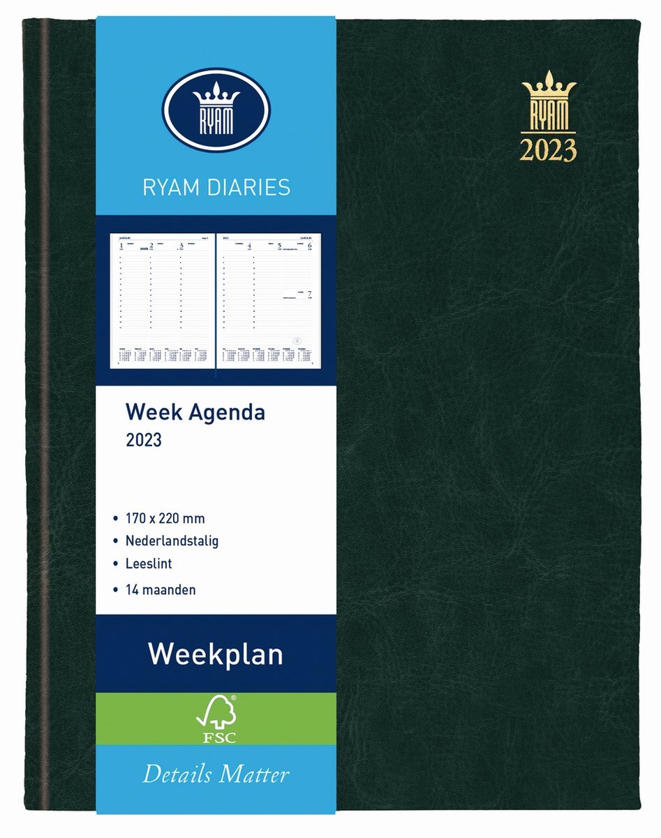Ryam Bureau Agenda 2023 - Weekplan ZWART (17cm x 22cm)