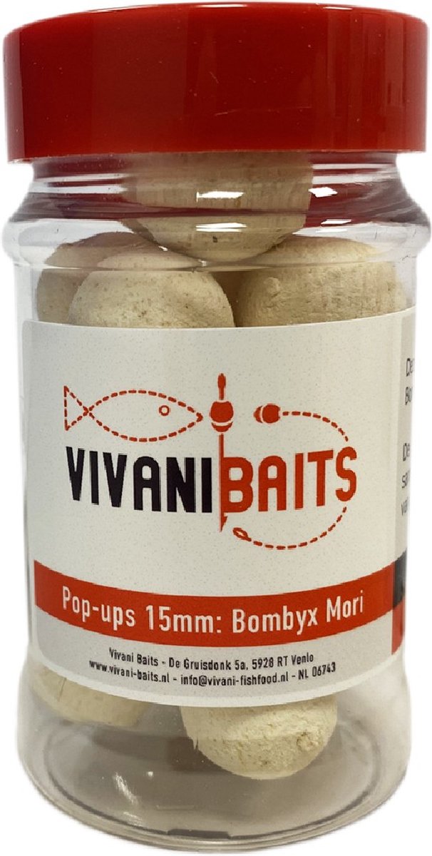 Vivani Baits 15mm Pop-ups Wit 100ML Bombyx Mori