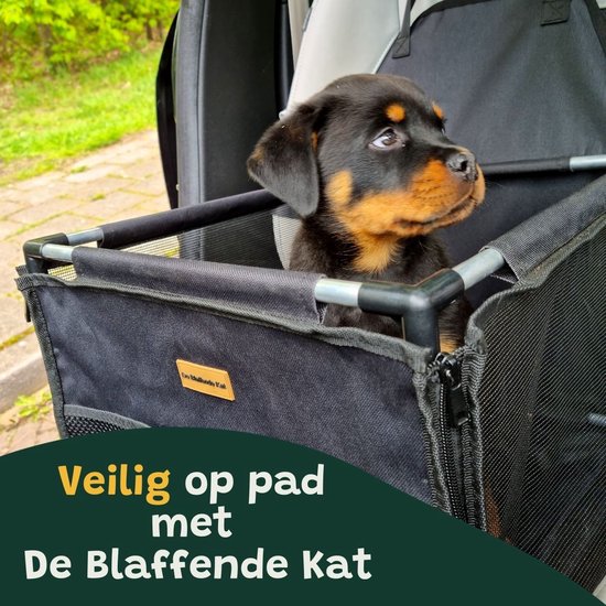 Premium Autostoel Hond – Hondenmand Auto – Reisbench Hond – Autobench voor hond – Hondenstoel Auto Zwart - De Blaffende Kat