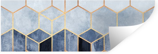 Muurstickers - Sticker Folie - Hexagon - Gold - Luxe - Patronen - 60x20 cm - Plakfolie - Muurstickers Kinderkamer - Zelfklevend Behang - Zelfklevend behangpapier - Stickerfolie