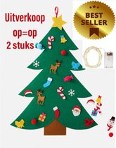 LaNicole® Vilten 2x kerstboom-met 32 versieringen-Met verlichting-Kerstboom voor kinderen-Kerstdecoratie-Kerstcadeau-Woonaccessoires