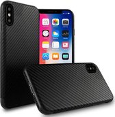 Hoesje Geschikt voor iPhone X/XS Hoesje Carbon Fiber Patroon - Backcover luxe case – Zwart