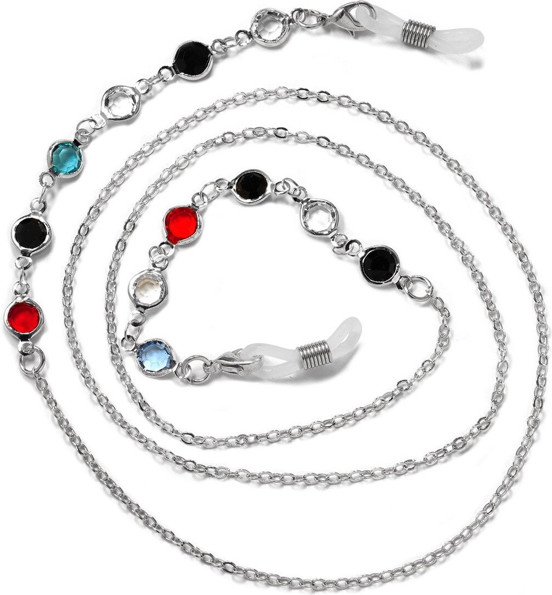 WiseGoods Luxe Kristal Brillenketting Dames - Brillenkoord Vrouw - Brillen Koord - Ketting Bril & Zonnebril - Sieraad - Zilver