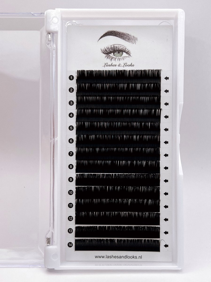 Lashes & Looks wimperextensions Volumewimpers C-krul 0,05 13 mm Wimperextensions - DIY Wimpers / Lashes - One By One Wimpers - Nepwimpers / Nep Wimpers - Fake Eyelash - Professionele Wimperextensions - Hoge Kwaliteit