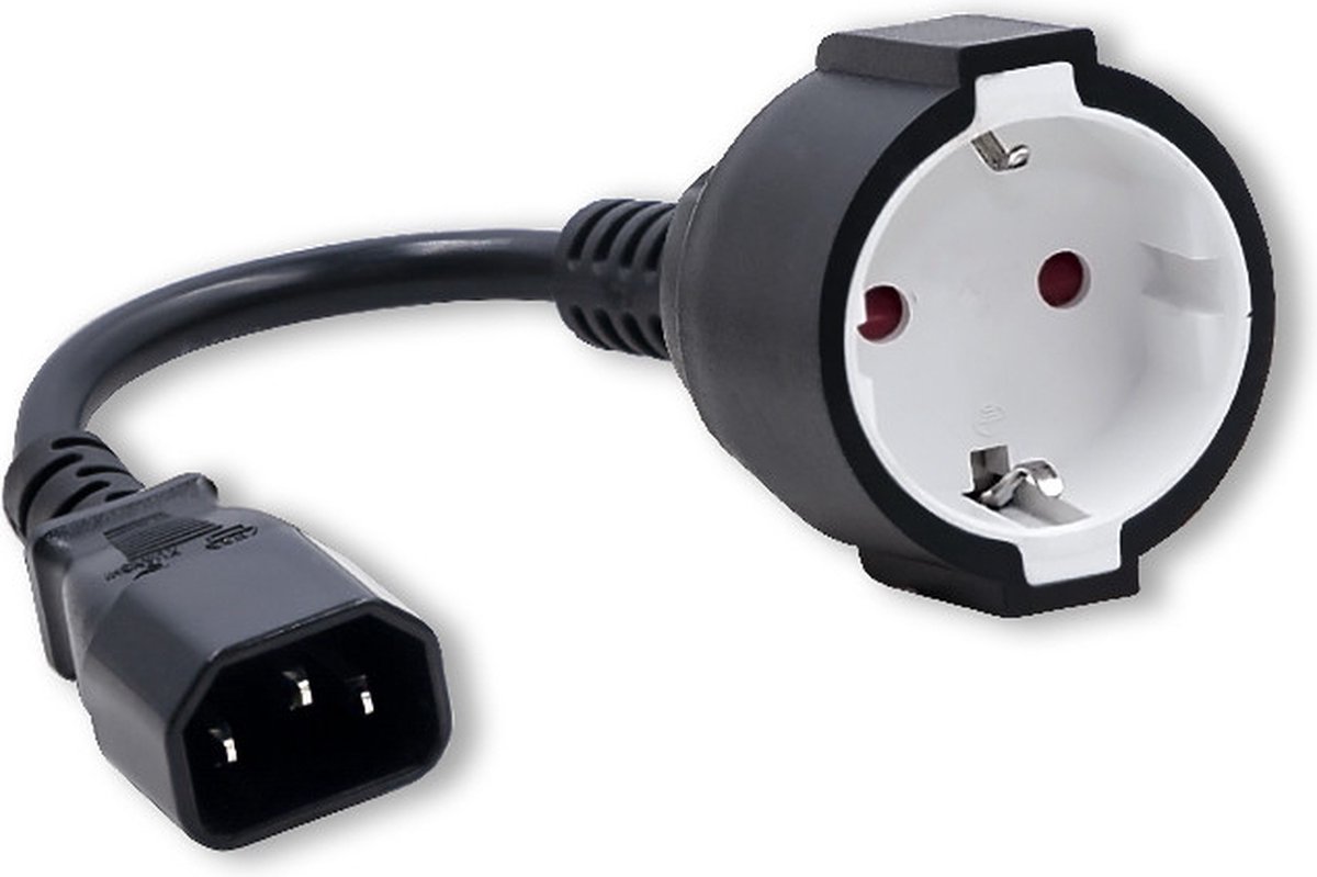 Qoltec Kabeladapter Iec 320 C14 Naar Schuko 0,15M Voor Thuis- En Kantoorgebruik