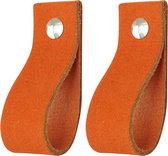 2x Poignées en cuir 'the loop' XS - SUEDE BRICK (12,6 x 2,5 cm) - 3 couleurs de vis incluses (poignées - poignées en cuir - grips - passants en cuir)