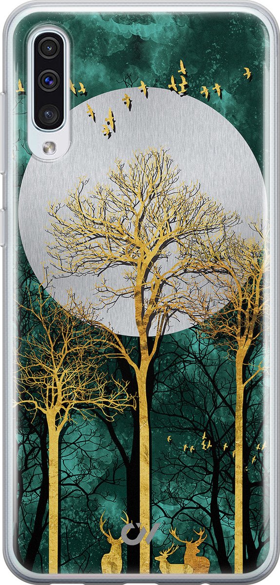 Hoesje geschikt voor Samsung Galaxy A50 - Noorderlicht - - Goud - Soft Case Telefoonhoesje - TPU Back Cover - Casevibes