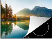 KitchenYeah® Inductie beschermer 59x51 cm - Meer - Bos - Bergen - Natuur - Zon - Landschap - Kookplaataccessoires - Afdekplaat voor kookplaat - Inductiebeschermer - Inductiemat - Inductieplaat mat