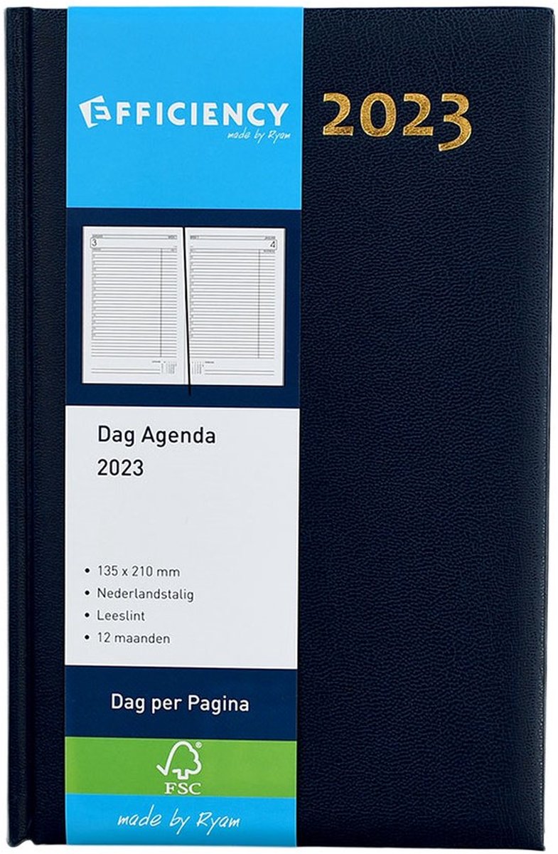 Bureau Agenda 2023 - BLAUW 1 dag per pagina (13.5cm 21cm)