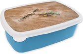 Broodtrommel Blauw - Lunchbox - Brooddoos - Trekker - Akker - Boerderij - Boer - Groen - 18x12x6 cm - Kinderen - Jongen