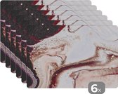 Placemat - Placemats kunststof - 45x30 cm - Steen - Marmer - Edelsteen - Abstract - Natuur - Roze - 6 stuks - Borden onderleggers antislip - Tafel decoratie - Luxe tafelversiering - Tafelmat vinyl - Bord onderlegger - Tafeldecoratie accessoires