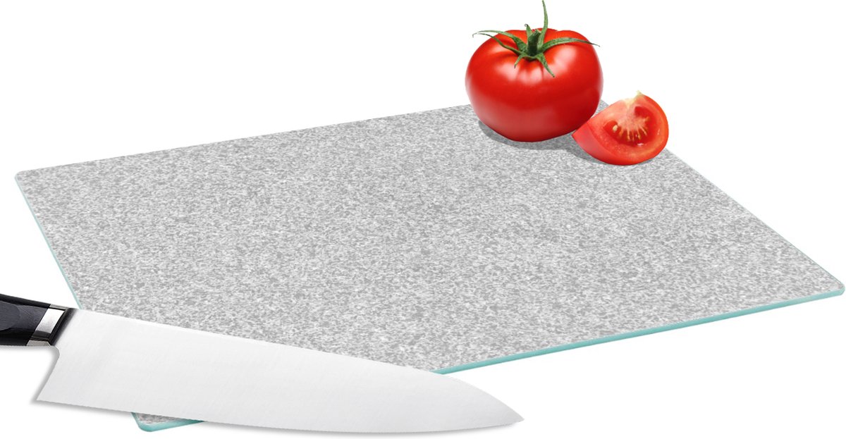 Glazen Snijplank - 28x20 - Graniet - Structuur - Grijs - Design - Snijplanken Glas