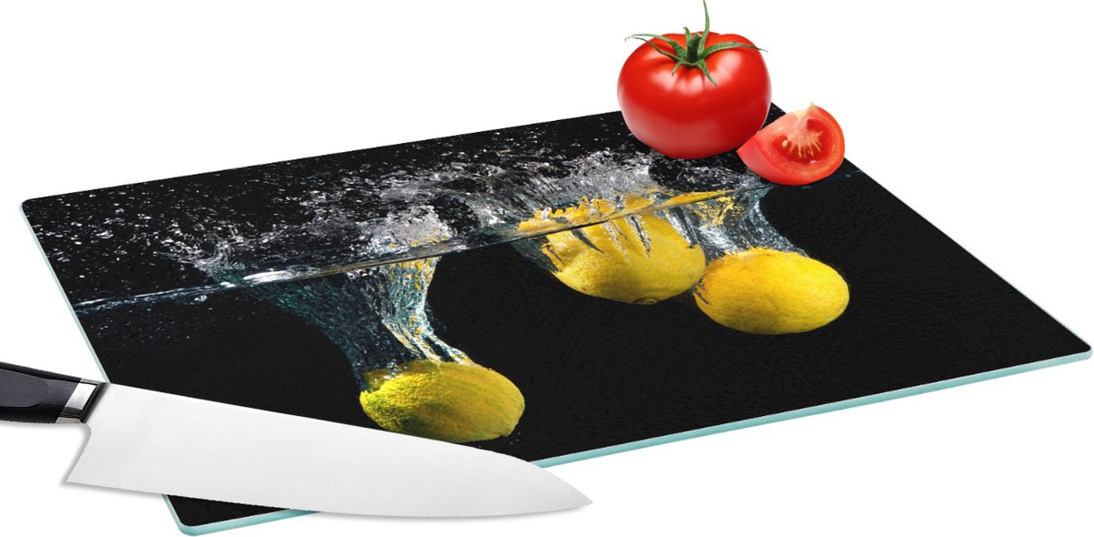 Glazen Snijplank - 39x28 - Citroen - Fruit - Stilleven - Water - Geel - Snijplanken Glas