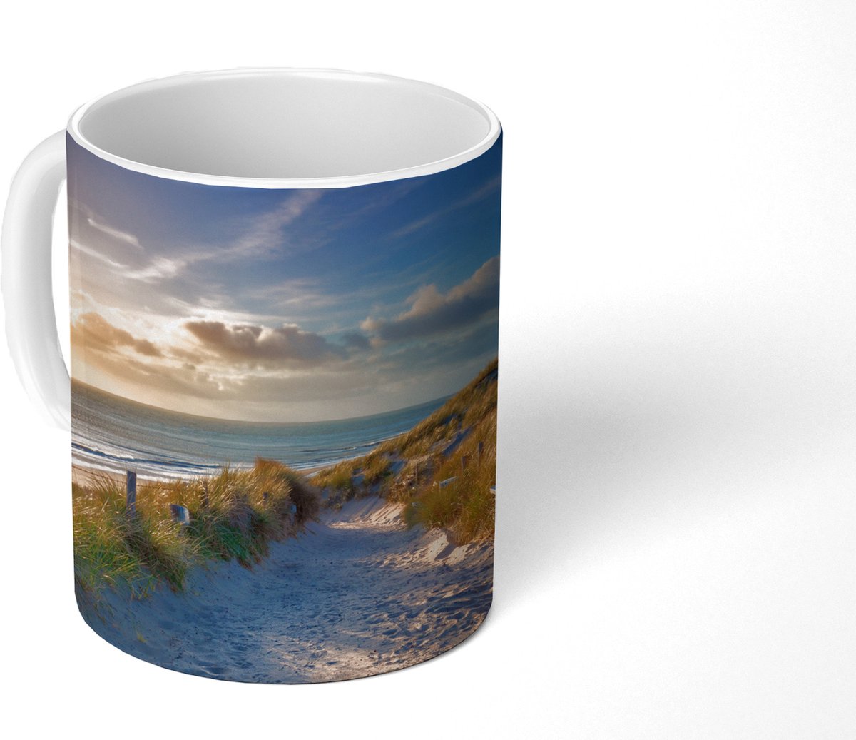 Mok - Koffiemok - Zonsondergang - Strand - Duin - Gras - Bank - Mokken - 350 ML - Beker - Koffiemokken - Theemok