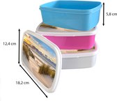 Lunch box Wit - Lunch box - Boîte à pain - Plage - Dune - Herbe - Coucher de soleil - Mer - 18x12x6 cm - Adultes