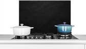 Spatscherm keuken 70x50 cm - Kookplaat achterwand Leer - Lederlook - Zwart - Grijs - Print - Muurbeschermer - Spatwand fornuis - Hoogwaardig aluminium